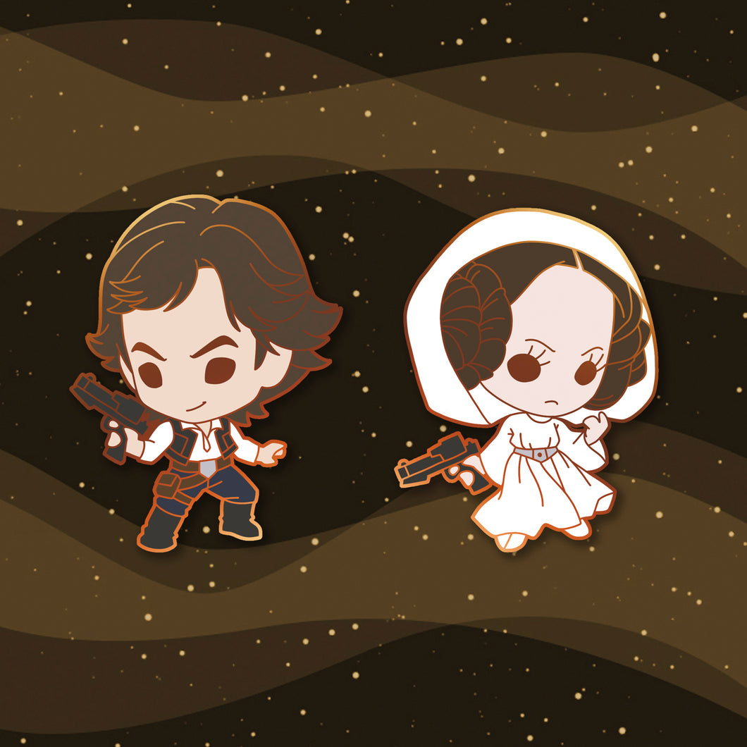 Tiny Han & Leia Enamel Pin Set